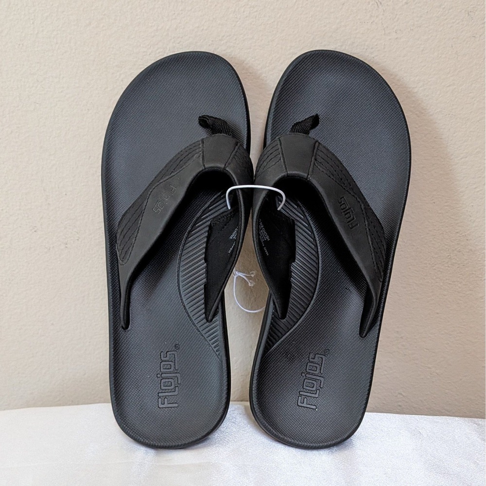New Flojos Men's Flip Flop Sandals Black Size 12